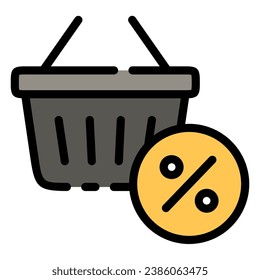 This Shopping Basket icon is suitable for Black Friday, shopping, ecommerce, etc.