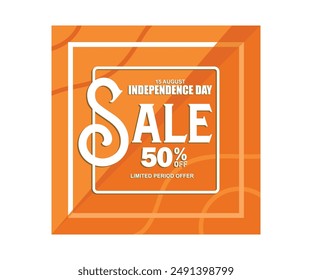 This is a shopping promotion advertisement on Independence Day. The offer period is limited until August 15. Independence Day sale concept. Flat vector illustration.