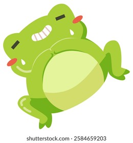 This shy green frog illustration is suitable for cute frog stickers etc