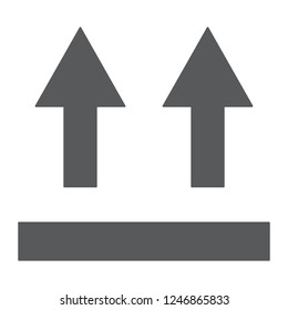 This side up glyph icon, packaging and label, arrows side up sign, vector graphics, a solid pattern on a white background, eps 10.