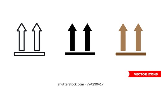 This side up icon of 3 types: color, black and white, outline. Isolated vector sign symbol.