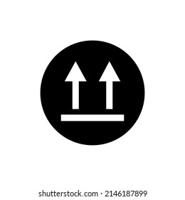 This side up icon in black round