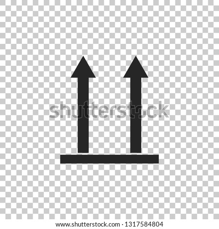 This side up icon isolated on transparent background. Two arrows indicating top side of packaging. Cargo handled so these arrows always point up. Flat design. Vector Illustration