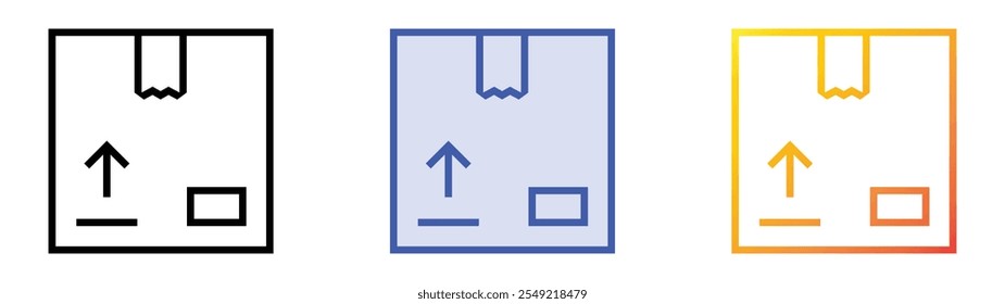 dieses Side-Up-Symbol. Lineares, blaues Füllungs- und Farbverlauf-Design einzeln auf weißem Hintergrund