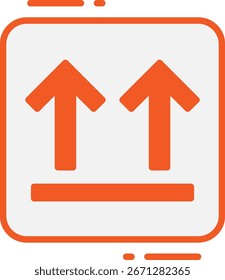 This Side Up Orange Icon on White Background