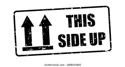 This Side Up Packaging Symbol - Black Vector Rubber Stamp Illustration - Isolated On White Background