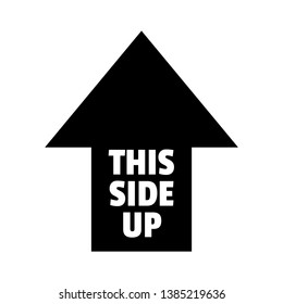 This Side Up Shipping Label Icon Cardboard Box Black Logo On White Background