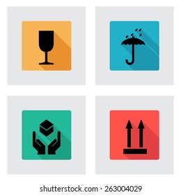 This side up sign icon. Fragile package symbol flat style