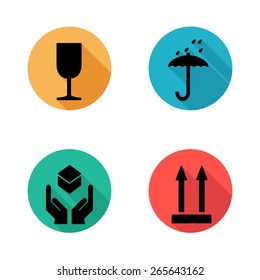 This side up sign icon. Fragile package symbol flat style