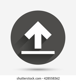 This side up sign icon. Fragile package symbol. Circle flat button with shadow. Vector