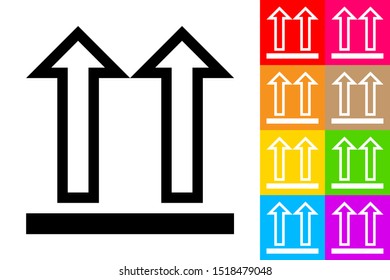 This Side Up Symbol. Line Icon With Different Color Background.