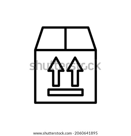 This side up symbol on box. Thin line icon for logistics or delivery service. Modern vector illustration.
