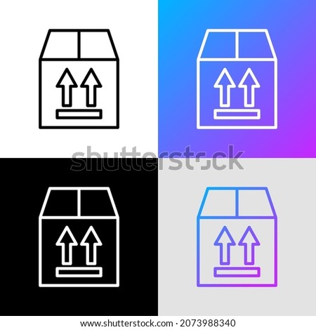 This side up symbol on box. Thin line icon for logistics or delivery service. Modern vector illustration.
