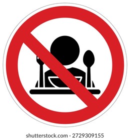 This sign clearly indicates areas where eating food is strictly prohibited. Ideal for public spaces, schools, or healthcare facilities needing clear regulations.