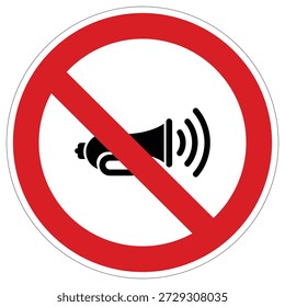 This sign conveys a clear message for quiet zones, prohibiting loud noises and broadcasting. Suitable for libraries, hospitals, and silent work environments.