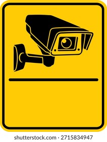 Este letrero cuenta con un pictograma negro de la cámara de CCTV sobre un fondo amarillo sin ningún texto. El diseño limpio y mínimo permite espacio para mensajes personalizados, lo que lo hace adecuado para diversas aplicaciones de seguridad y advertencia. Ideal para señalización editable, pegatinas, tableros de acrílico y señales de seguridad.
