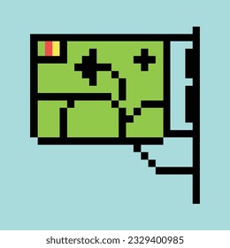 Dies ist Zeichen Symbol in Pixelkunst mit einfacher Farbe mit blauem Hintergrund dieses Element gut für Präsentationen, Sticker, Symbole, T-Shirt-Design, Spiel-Objekt, Logo und Ihr Projekt.