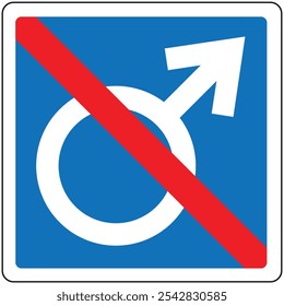 Dieses Zeichen bedeutet wahrscheinlich, dass das Gebiet oder die Einrichtung auf Männchen beschränkt ist oder dass Männchen in dem ausgewiesenen Gebiet nicht erlaubt sind