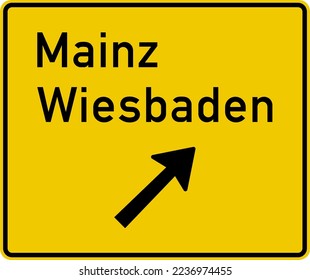 This sign is placed just before the exit on secondary roads (all roads other than Autobahn). It indicates an exit to the mentioned citycities. Direction Signs, road signs Germany