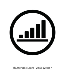 Este ícone do indicador de intensidade do sinal é perfeito para ilustrar a conectividade sem fio e o status da rede. O design cinza escuro dentro de um círculo fornece um olhar limpo e moderno, ideal para interfa usuário