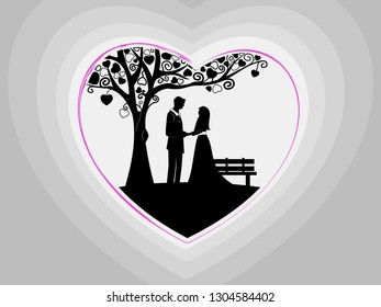 this silhouette art for couples that want to get married