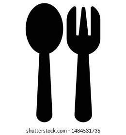 This silhouette spoon and fork icon or cutlery icon for web design