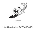 This is a silhouette of the surfer from Silhouette Surfer Stock. Vector file for any resolution without losing its quality.