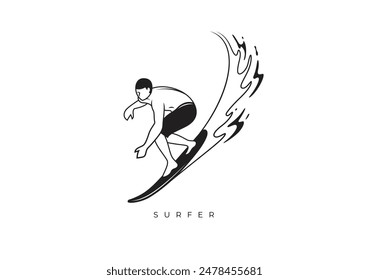 This is a silhouette of the surfer from Silhouette Surfer Stock. Vector file for any resolution without losing its quality.