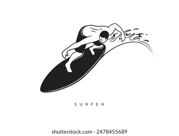 This is a silhouette of the surfer from Silhouette Surfer Stock. Vector file for any resolution without losing its quality.