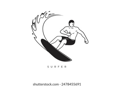 This is a silhouette of the surfer from Silhouette Surfer Stock. Vector file for any resolution without losing its quality.