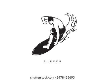 This is a silhouette of the surfer from Silhouette Surfer Stock. Vector file for any resolution without losing its quality.