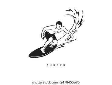 This is a silhouette of the surfer from Silhouette Surfer Stock. Vector file for any resolution without losing its quality.