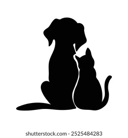 This is a Silhouettes of Dog and Cat Friendship