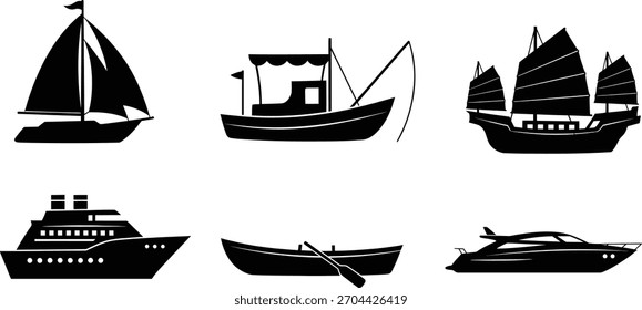 ¡Son siluetas de barcos estilizados!