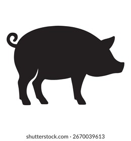 This is a simple, black silhouette of a pig. 