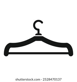 This simple black vector icon of a clothes hanger represents fashion and retail