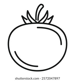This simple black and white icon of a tomato is perfect for representing all things food