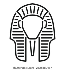 This simple black and white line drawing evokes ancient egypt through its depiction of tutankhamun's iconic burial mask