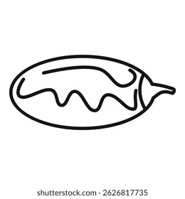 This simple black and white line drawing of an eggplant is perfect for projects related to food and cooking
