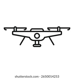 Este simples ícone preto e branco da arte da linha de um quadricóptero de drone é perfeito para qualquer projeto que necessite de um design simples e limpo.