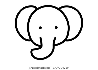 This is a simple, black and white line art illustration of an elephant's head.