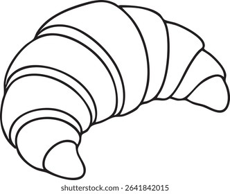 This is a simple black and white outline illustration of a croissant, a classic French pastry, isolated on a white background.