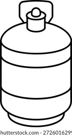 This is a simple black and white outline icon of a gas cylinder, commonly used for propane or other fuels. Its clean design makes it ideal for websites, infographics, presentations, advertising, and educational materials related to energy, camping, or industrial uses.