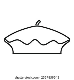 This simple black and white vector graphic represents a beret, a soft, round, visorless hat