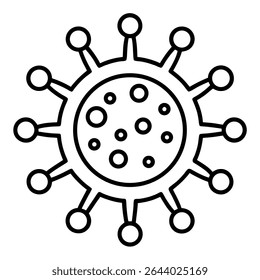 This simple black and white vector illustration depicts the threat of the coronavirus and the spread of COVID19. 