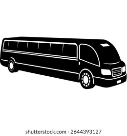 Esta simples ilustração vetorial em preto e branco apresenta um ônibus de passageiros moderno contra um fundo branco nítido.