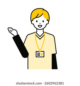 This is a simple "caregiver" upper body pose illustration.