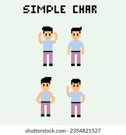 this is simple char in pixel art with simple color and green background this item good for presentations,stickers, icons, t shirt design,game asset,logo and your project.