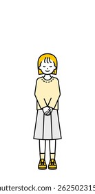 This is a simple “private clothes” child full-body pose illustration.