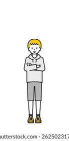 This is a simple “private clothes” child full-body pose illustration.